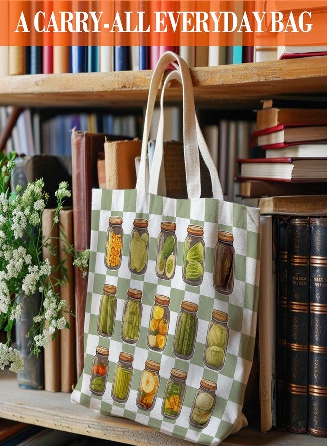 Levitatinyear Pickle Tote Bag for Women, Vintage Pickle Jar Farmers Market Tote, Tote Gift Bag for Pickle Lover, Pickled Food Enthusiasts Gifts, Pickles Shoulder Bag Gifts for Women Friends Sisters Colleagues -91 - Image 5